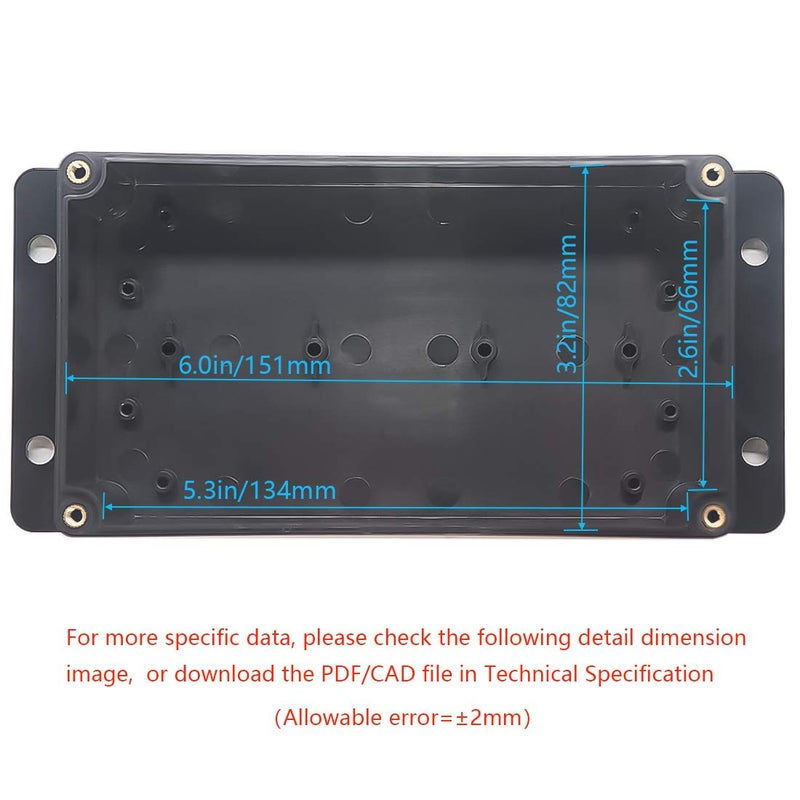 Zulkit Junction Box ABS Plastic Dustproof Waterproof IP65 Universal Electrical Boxes Project Enclosure with Fixed Ear Black 6.22 x 3.54 x 2.36 Inch (158 x 90 x 60mm) (Pack of 1) - Image 5